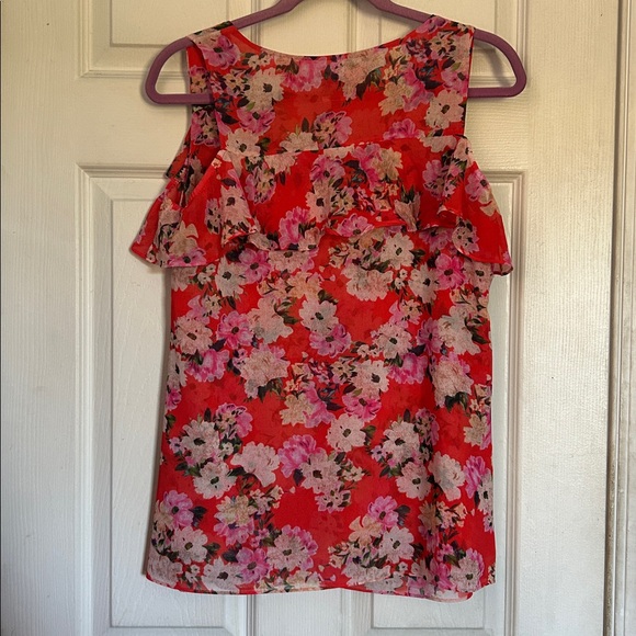Cabi floral chiffon cold shoulder top size small - Picture 2 of 3